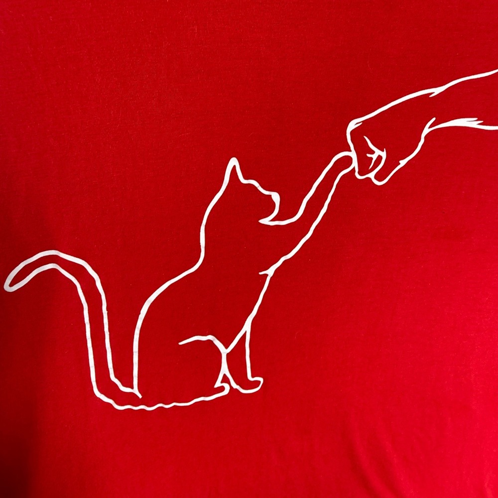 100% Cotton Tee Shirt Cat Fist Bump Graphic 3X Men or Women's For Cat Lovers